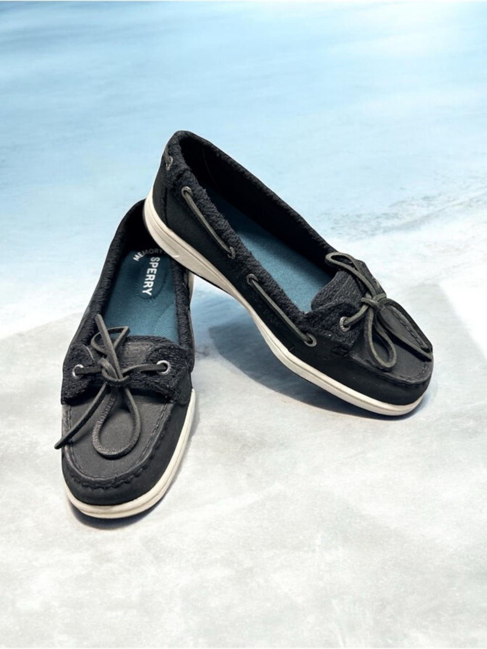Angelfish Eye Boat Shoe - Slub Black - 36 / 6W Memory Foam - Picture 1 of 4